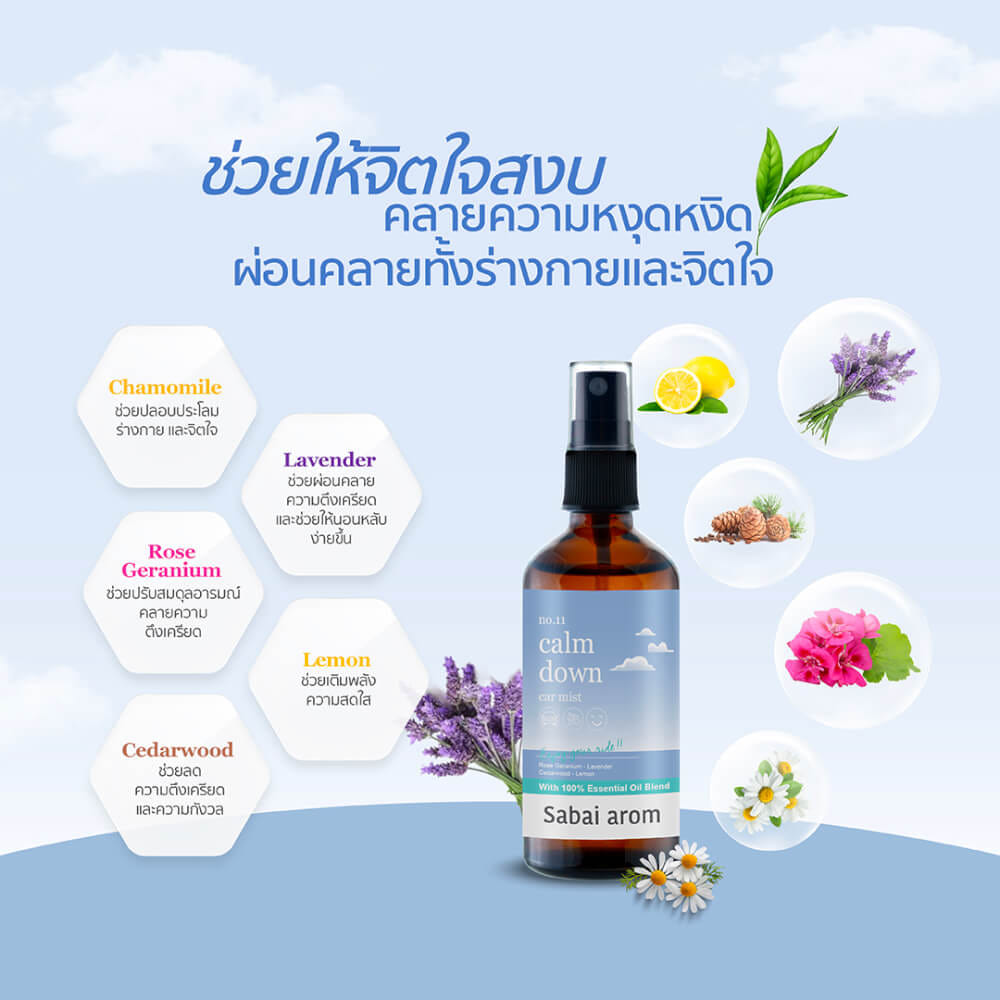 สเปรย์น้ำมันหอมระเหย สบายอารมณ์ เซ็ตของขวัญ (SLEEP WELL, STRESS AWAY, CALM DOWN) 100 มล. จำนวน 3 ขวด_3